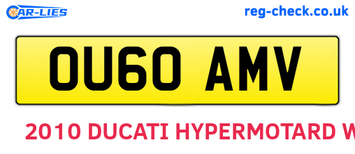 OU60AMV are the vehicle registration plates.