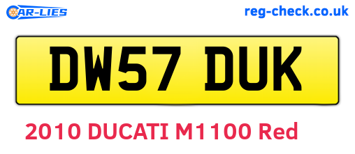 DW57DUK are the vehicle registration plates.