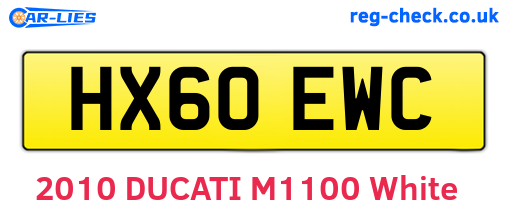 HX60EWC are the vehicle registration plates.