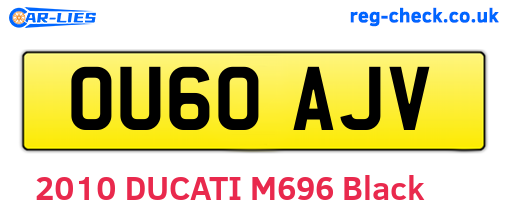 OU60AJV are the vehicle registration plates.