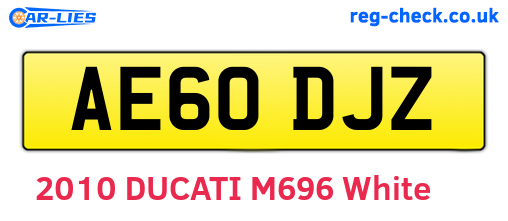 AE60DJZ are the vehicle registration plates.