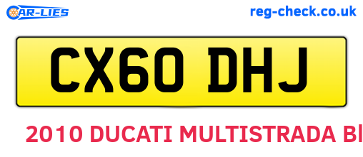 CX60DHJ are the vehicle registration plates.