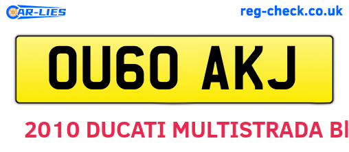 OU60AKJ are the vehicle registration plates.