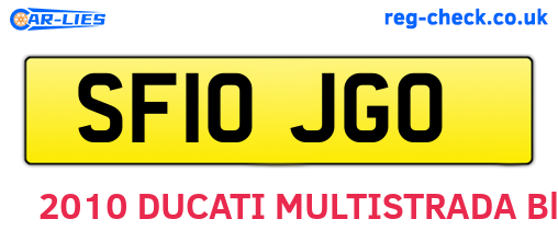 SF10JGO are the vehicle registration plates.