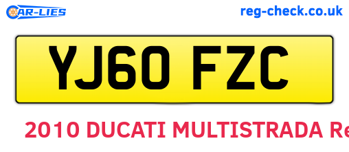 YJ60FZC are the vehicle registration plates.