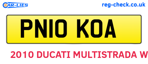 PN10KOA are the vehicle registration plates.