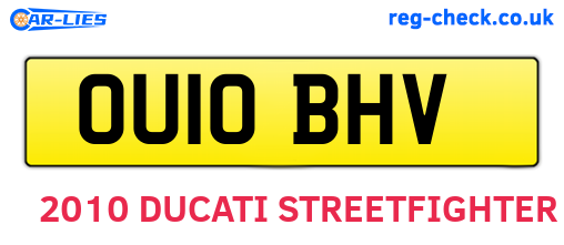 OU10BHV are the vehicle registration plates.