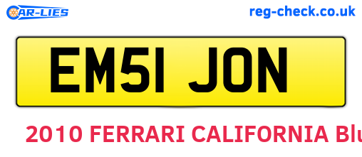 EM51JON are the vehicle registration plates.