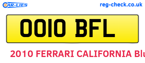 OO10BFL are the vehicle registration plates.