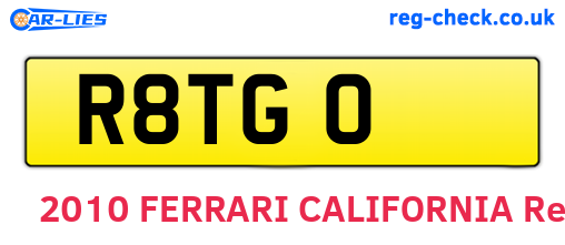 R8TGO are the vehicle registration plates.
