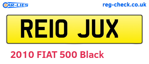RE10JUX are the vehicle registration plates.
