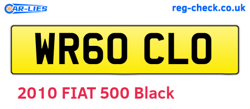 WR60CLO are the vehicle registration plates.