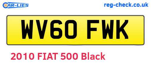 WV60FWK are the vehicle registration plates.