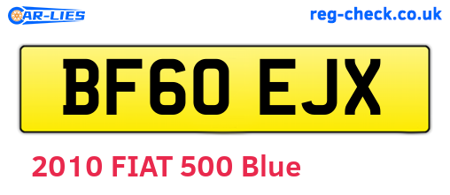 BF60EJX are the vehicle registration plates.