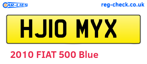 HJ10MYX are the vehicle registration plates.