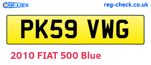 PK59VWG are the vehicle registration plates.