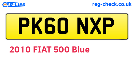 PK60NXP are the vehicle registration plates.