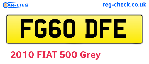 FG60DFE are the vehicle registration plates.