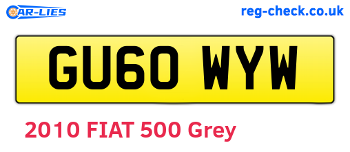 GU60WYW are the vehicle registration plates.