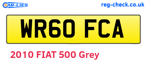 WR60FCA are the vehicle registration plates.