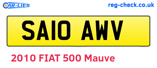 SA10AWV are the vehicle registration plates.
