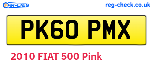 PK60PMX are the vehicle registration plates.