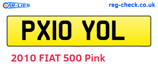 PX10YOL are the vehicle registration plates.