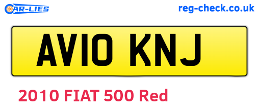 AV10KNJ are the vehicle registration plates.