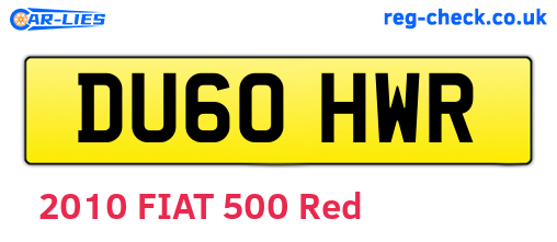DU60HWR are the vehicle registration plates.