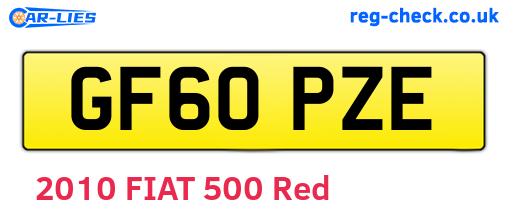 GF60PZE are the vehicle registration plates.
