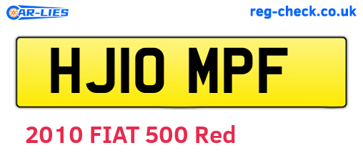 HJ10MPF are the vehicle registration plates.