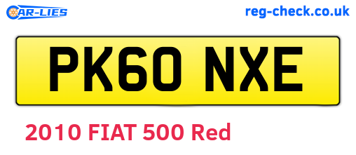 PK60NXE are the vehicle registration plates.
