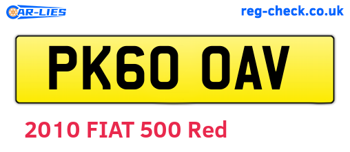 PK60OAV are the vehicle registration plates.