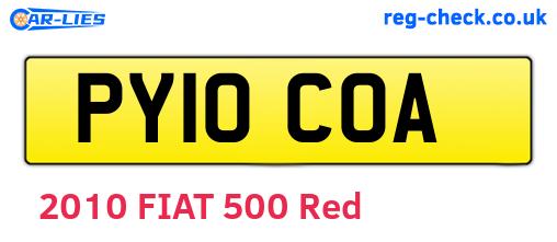 PY10COA are the vehicle registration plates.