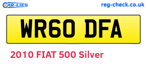 WR60DFA are the vehicle registration plates.
