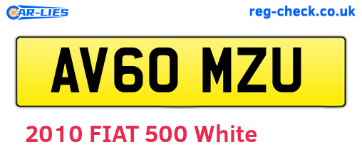 AV60MZU are the vehicle registration plates.