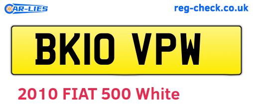 BK10VPW are the vehicle registration plates.