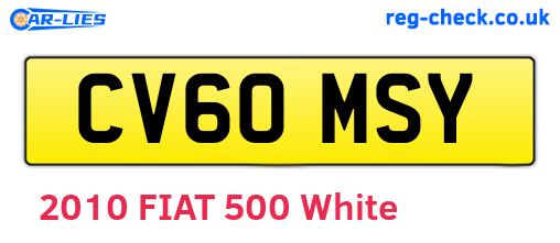 CV60MSY are the vehicle registration plates.