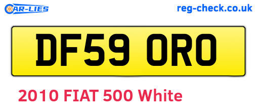 DF59ORO are the vehicle registration plates.