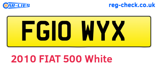 FG10WYX are the vehicle registration plates.