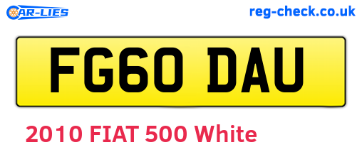 FG60DAU are the vehicle registration plates.
