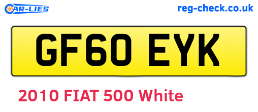 GF60EYK are the vehicle registration plates.