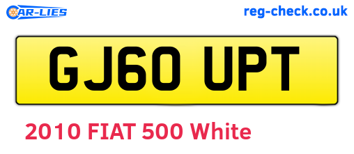 GJ60UPT are the vehicle registration plates.