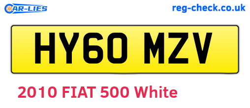 HY60MZV are the vehicle registration plates.