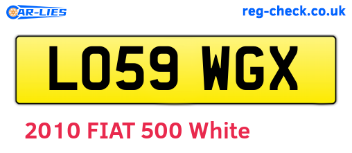 LO59WGX are the vehicle registration plates.