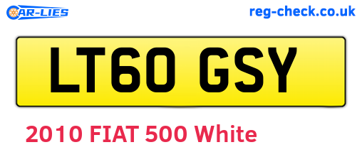LT60GSY are the vehicle registration plates.