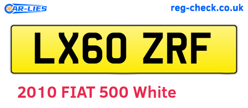 LX60ZRF are the vehicle registration plates.