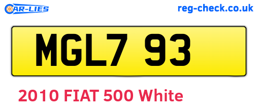 MGL793 are the vehicle registration plates.