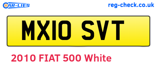 MX10SVT are the vehicle registration plates.