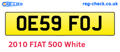OE59FOJ are the vehicle registration plates.